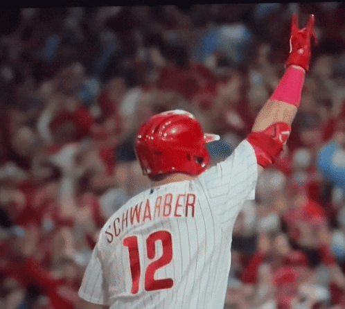 A Baseball Player With Schwarber 12 On His Back GIF