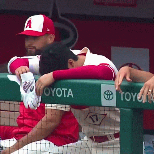 A Baseball Player With The Letter A On His Cap GIF