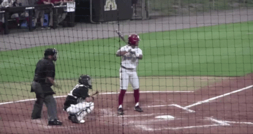 A Baseball Player With The Letter A On His Shirt Is At Bat GIF
