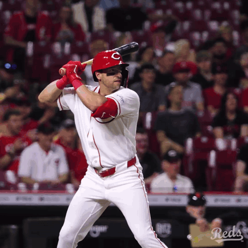 A Baseball Player With The Letter C On His Hat GIF