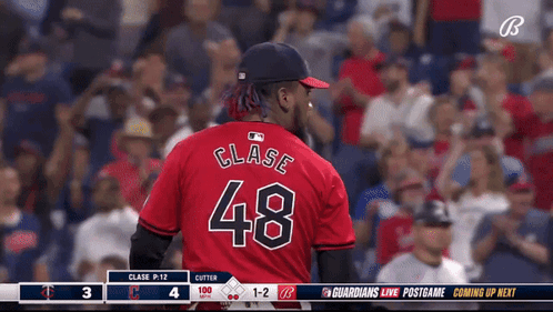 A Baseball Player With The Name Clase On His Back GIF