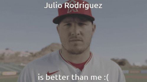 A Baseball Player With The Name Julio Rodriguez On The Bottom GIF