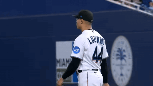 A Baseball Player With The Name Lourdes On The Back Of His Shirt GIF