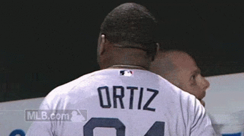 a baseball player with the name ortiz on his shirt
