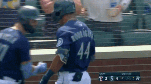 A Baseball Player With The Number 44 On Their Back GIF