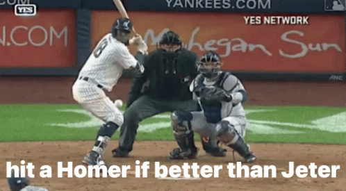 A Baseball Player With The Number 5 On His Jersey Swings At A Ball GIF