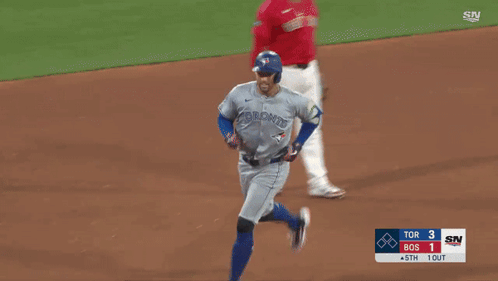 A Baseball Player With The Number 51 On The Back Of His Jersey Is Running On The Field GIF