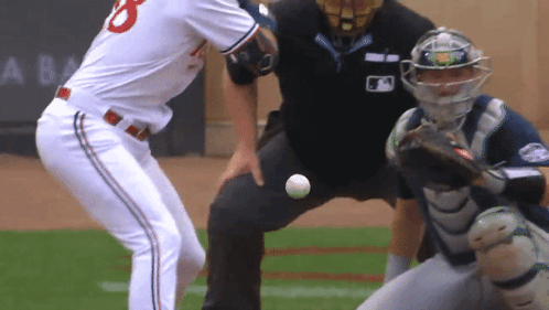 A Baseball Player With The Number 8 On His Jersey Is About To Hit The Ball GIF