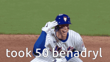 A Baseball Player With The Word Benadryl Written On The Bottom GIF