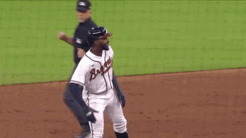 A Baseball Player With The Word Braves On His Jersey GIF