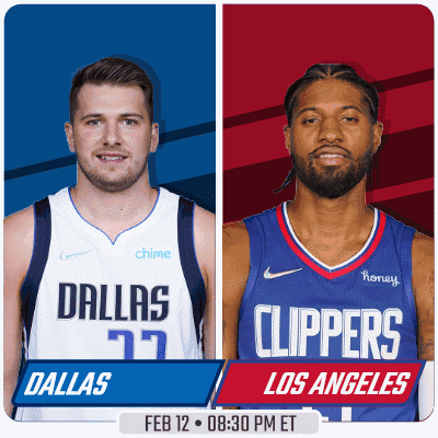 A Basketball Game Between Dallas And Los Angeles Is Scheduled For Feb 12 At 8:30 Pm Et GIF