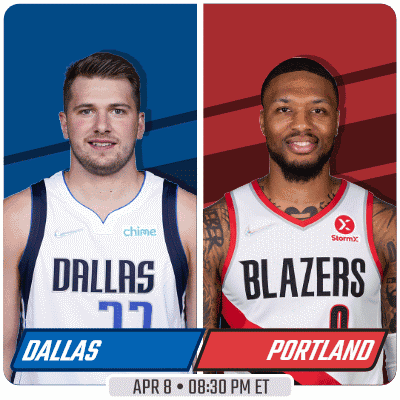 A Basketball Game Between Dallas And Portland Is Scheduled For April 8Th At 8:30 Pm Et GIF