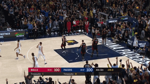 A Basketball Game Between The Bulls And Pacers Is Being Played GIF