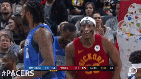 A Basketball Game Between The Pacers And The Mavericks Is Underway GIF