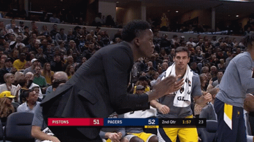 A Basketball Game Between The Pistons And The Pacers Is Underway GIF