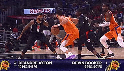A Basketball Game Between The Suns And The La Clippers GIF
