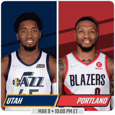 A Basketball Game Between The Utah Jazz And Portland Blazers GIF