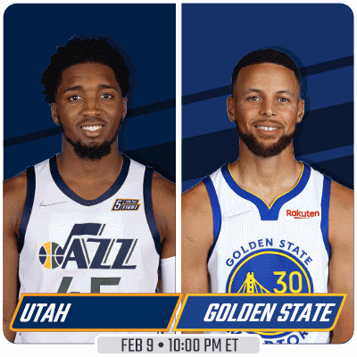 a basketball game between utah jazz and golden state warriors is scheduled for feb 9th at 10:00 pm et