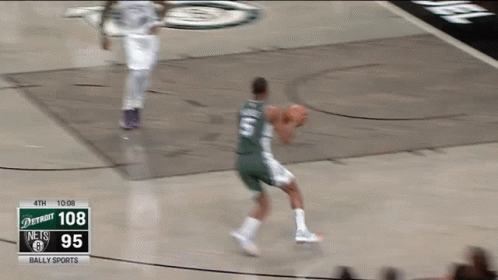 A Basketball Game Is Being Played And The Nets Are Leading 108 To 95 GIF