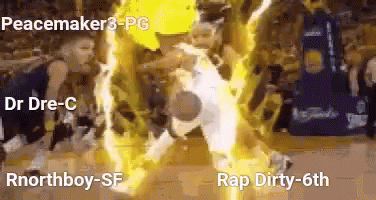 A Basketball Game Is Being Played Between Peacemaker 3 - Pg And Rnorthboy - Sf GIF
