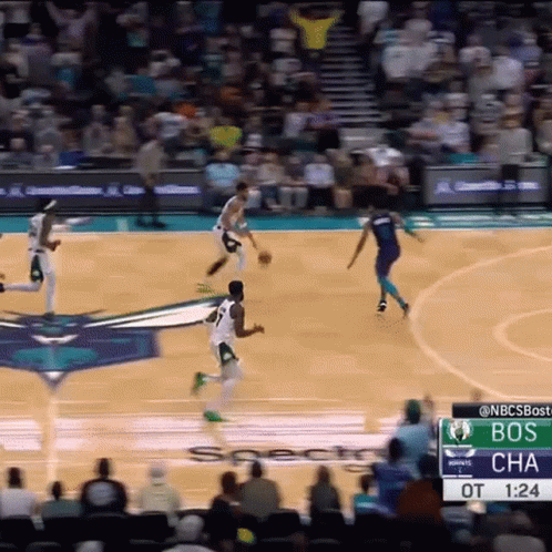 A Basketball Game Is Being Played Between The Boston Celtics And Charlotte Hornets GIF