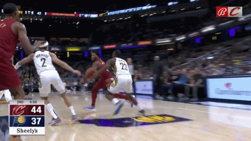 A Basketball Game Is Being Played Between The Indiana Pacers And Cleveland Cavaliers GIF