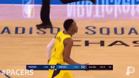 A Basketball Game Is Being Played Between The Pacers And The Knicks .. GIF