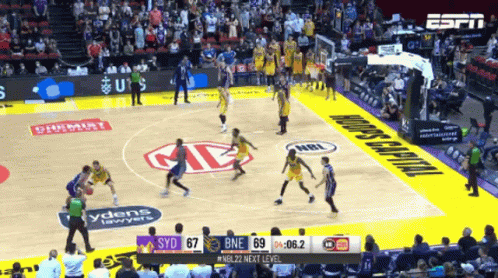 A Basketball Game Is Being Played In A Stadium And The Score Is 89 To 67 GIF