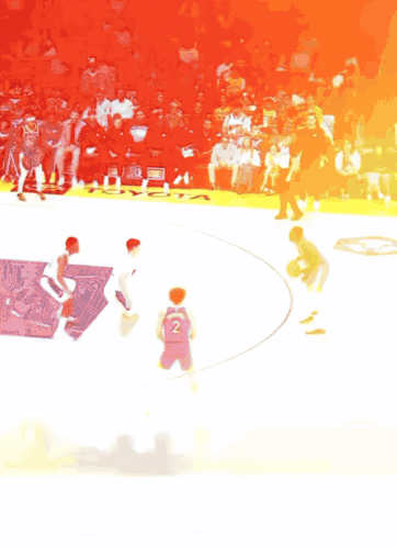A Basketball Game Is Being Played In A Stadium With A Delta Logo On The Bleachers GIF