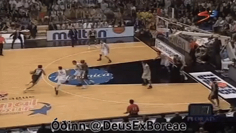 A Basketball Game Is Being Played In A Stadium With A Molten Advertisement GIF
