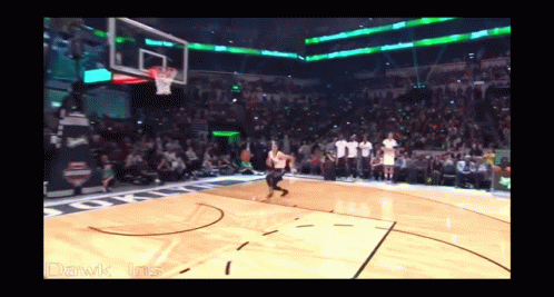 A Basketball Game Is Being Played In A Stadium With The Words Dawk Ins On The Bottom Right GIF