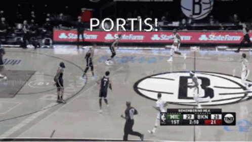 A Basketball Game Is Being Played In Front Of A Banner That Says State Farm GIF
