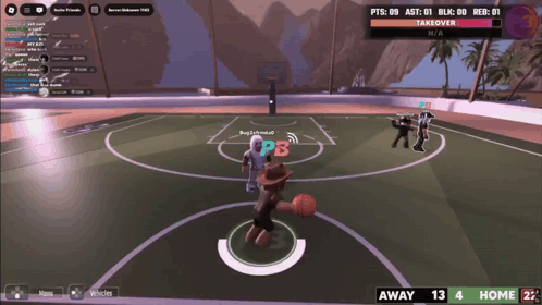 a basketball game is being played on a computer screen and the score is 13 to 4
