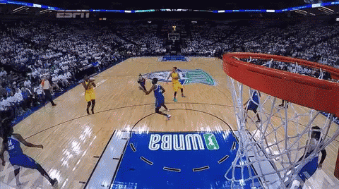 A Basketball Game Is Being Played On A Court That Says Nba On It GIF
