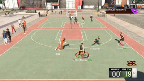 A Basketball Game Is Being Played On A Court With A Score Of 19 To 19 GIF