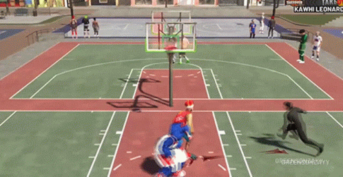 A Basketball Game Is Being Played On A Court With Kawhi Leonard GIF