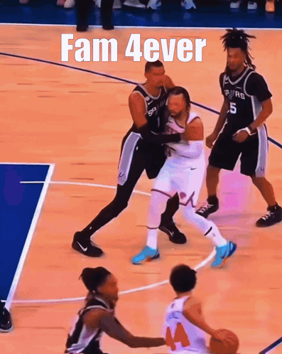 A Basketball Game Is Being Played With The Words Fam 4Ever Above It GIF