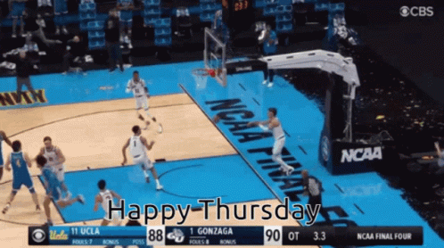 A Basketball Game Is Being Shown On Cbs And The Words Happy Thursday Are Displayed GIF