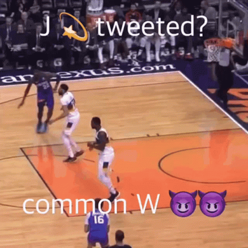 A Basketball Game Is Being Tweeted With A Picture Of A Player With The Number 16 On His Jersey GIF