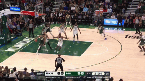 A Basketball Game Is Underway And The Score Is 98 To 98 GIF