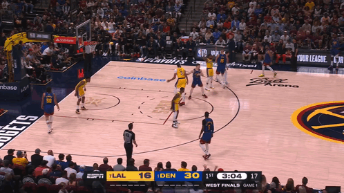 A Basketball Game Is Underway And The Scoreboard Shows The Score As 30 To 16 GIF