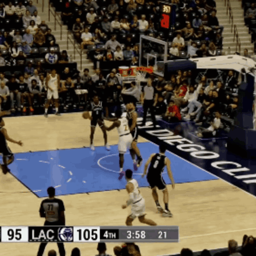 A Basketball Game Is Underway With The Score 95 Lac 105 4Th GIF