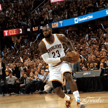 A Basketball Player For The Cavaliers Dribbles The Basketball GIF
