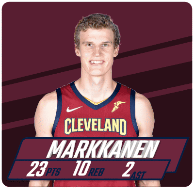 A Basketball Player For The Cleveland Cavaliers Has 23 Points And 10 Rebounds GIF