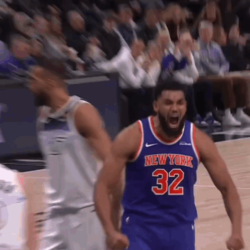 A Basketball Player For The New York Knicks Celebrates GIF