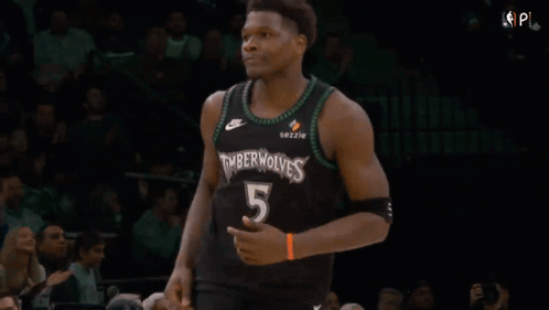 A Basketball Player For The Timberwolves Wears A Number 5 Jersey GIF