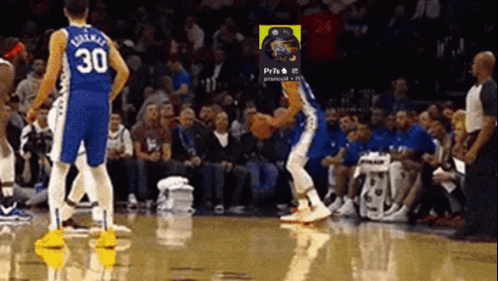A Basketball Player In A Blue Jersey With The Number 30 On It GIF