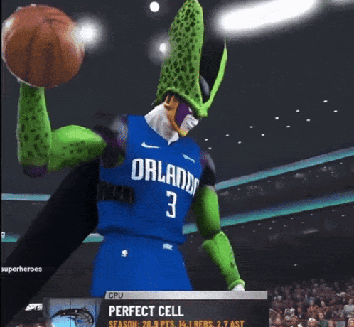 Basketball Player In Orlando Jersey Holding Ball GIF