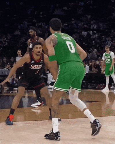 A Basketball Player In A Green Jersey With The Number 0 GIF