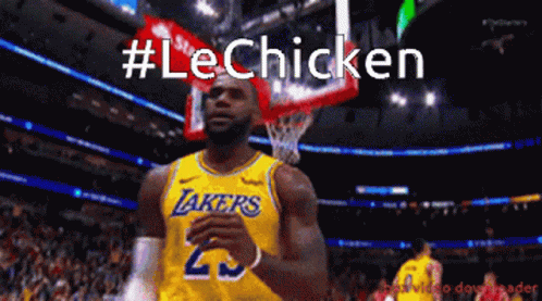 A Basketball Player In A Lakers Jersey Stands In Front Of A Net GIF